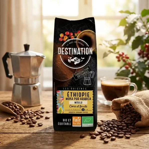 Cafea macinata, Arabica, Etiopia, bio, Fair Trade, Destination, 250 g - Cafea verde proaspăt prăjită