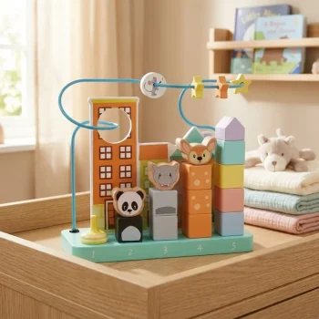 Jucărie abac din lemn pentru copii 18 luni, multicolor Sun Baby