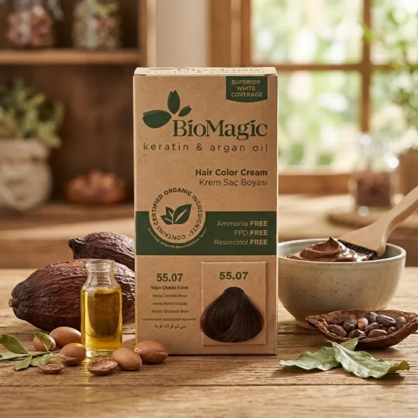 Vopsea de par Biomagic 55.07, maro ciocolatiu inchis, 250g - Produse cosmetice