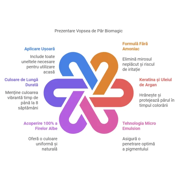 Vopsea de par, Biomagic 6.72 blond inchis, fara amoniac, keratina, ulei argan, 250 g