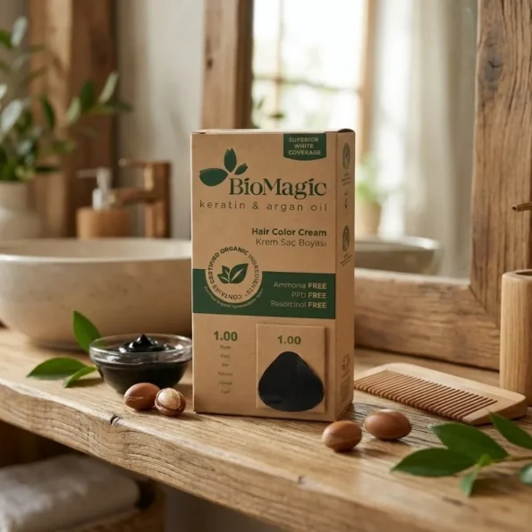 Vopsea de păr Biomagic 1.00, negru intens, fără amoniac, 250 g - Produse cosmetice