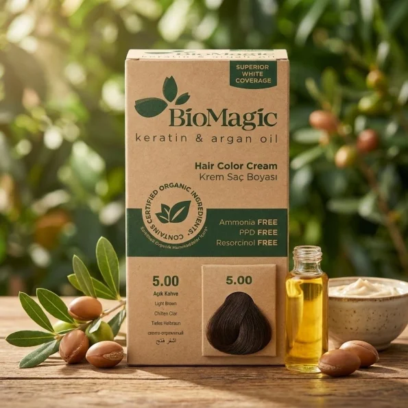 Vopsea de păr, Biomagic 5.00, fără amoniac, maro deschis, 250 g