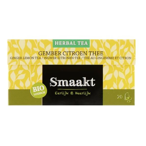 Ceai bio din ghimbir și lămâie, 20 plicuri, Smaakt