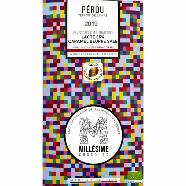 Ciocolată belgiană Salted Caramel, Perou eco, 70g, Millesime