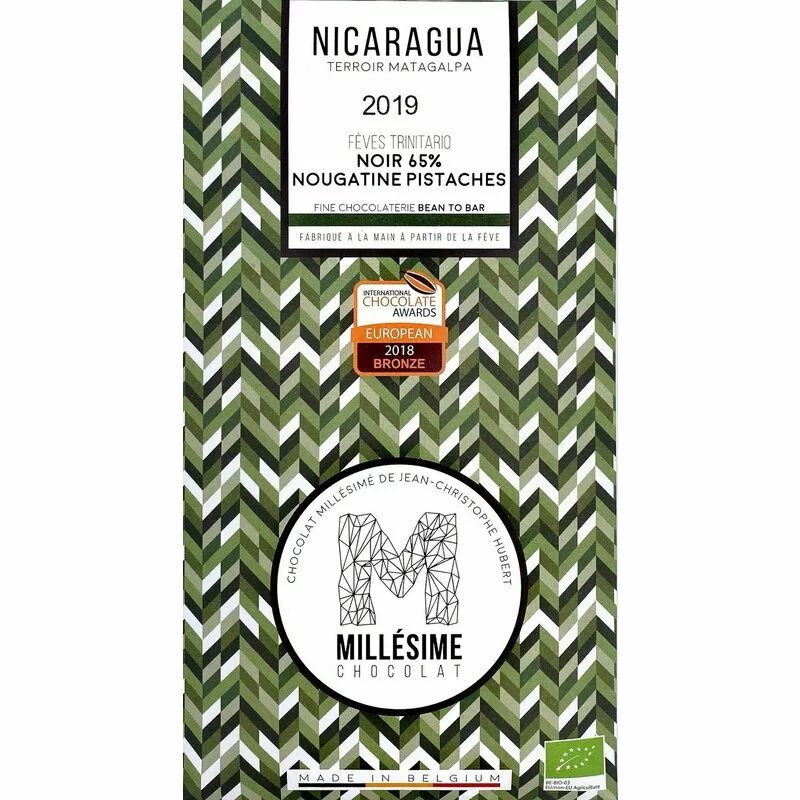 Ciocolata belgiana cu umplutura de fistic artizanala Nicaragua eco 70g Millesime