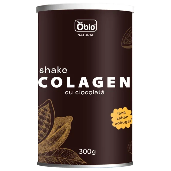 Colagen shake cu ciocolată, peptide active, proteine, Obio, 300g