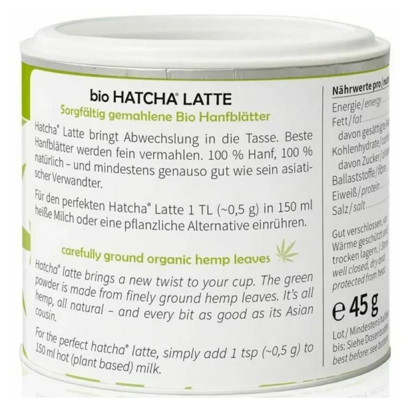 Hatcha latte pur, băutură relaxantă, Bio Medihemp, 45g