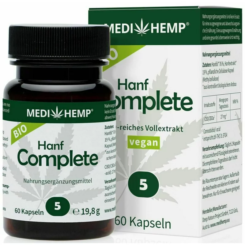 Ulei de canepă cu CBD 5% 60 capsule Hemp Complete Medihemp