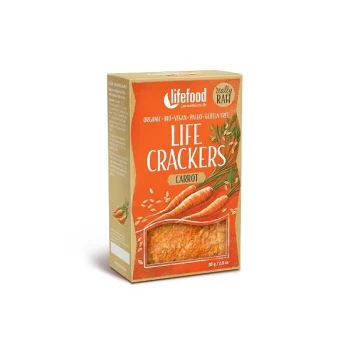 Lifecrackers cu morcovi raw Bio, snack crocant, Lifefood, 80g