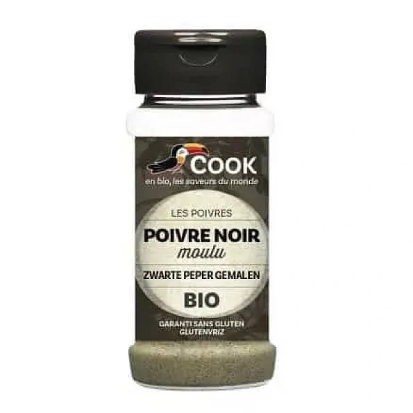 Piper negru macinat bio, condiment, Bio Cook, 45g Piper negru macinat bio, condiment, Bio Cook, 45g