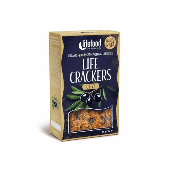 Lifecrackers cu măsline raw Bio Lifefood, crocant, 90g