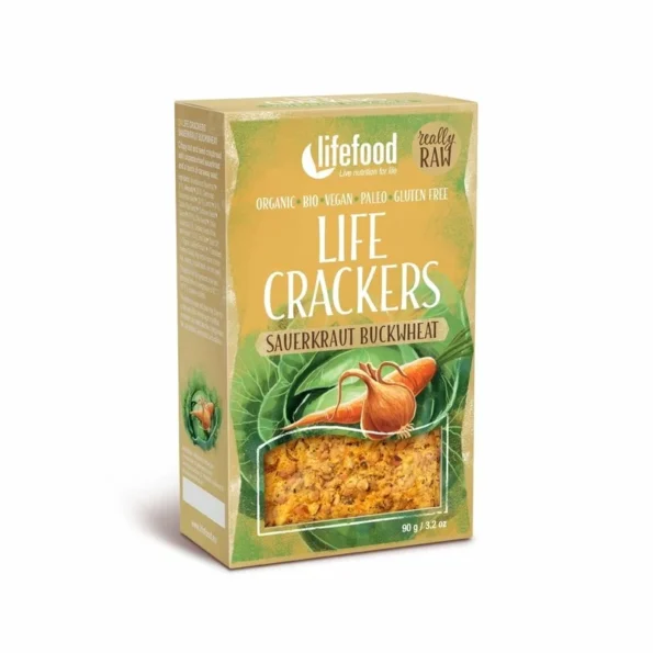 Lifecrackers cu varza murata si hrisca raw Bio Lifefood 90g