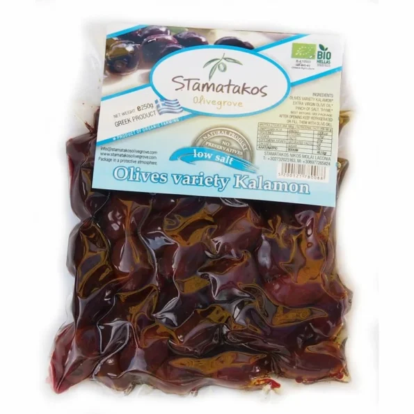 Masline kalamata vidate cu continut redus de sare BIO 250g Stamatakos Olivegrove Masline kalamata vidate cu continut redus de sare Bio Stamatakos Olivegrove 250g