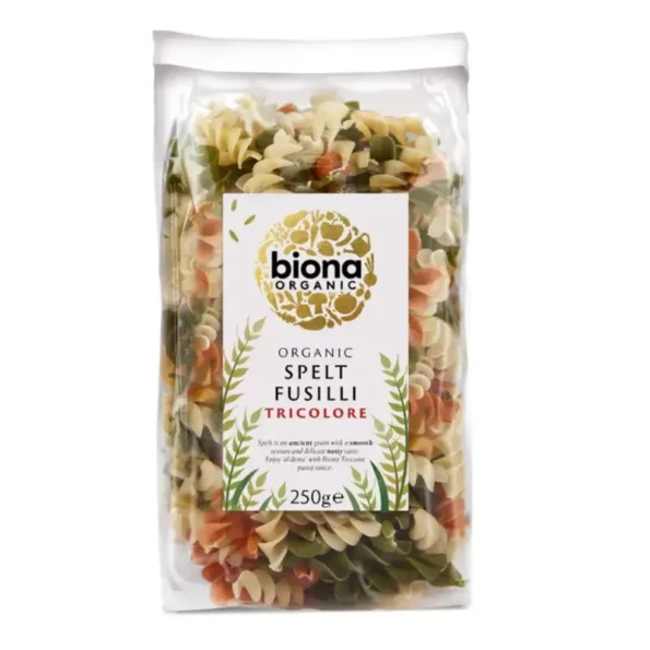 Paste fusilli tricolore, spelta integrală, eco, Biona, 250g