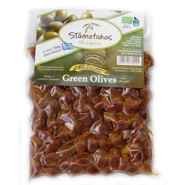 Masline verzi in vid Bio Stamatakos Olivegrove 500g
