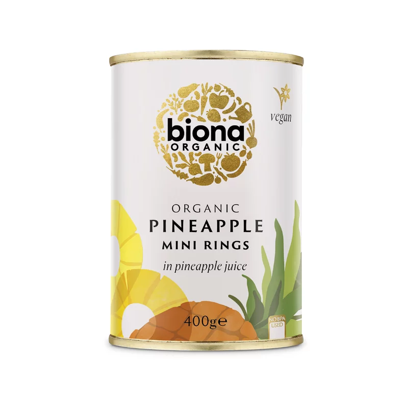 Rondele mini de ananas in suc de ananas BIO 400g Biona