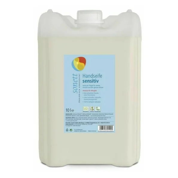 Săpun lichid ecologic pentru mâini și corp, Sensitive Sonett, 10 L