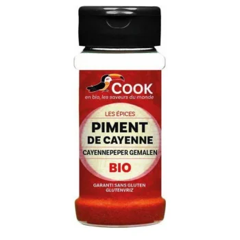 Piper Cayenne bio, ardei iute pulbere, Cook, 40g
