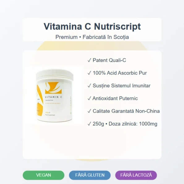 Vitamina C pudră, acid ascorbic, Nutriscript, 250g