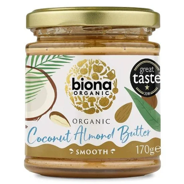 Unt de migdale și cocos Bio, cremos, Biona, 170g