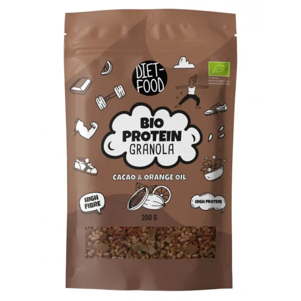 Granola proteică cu cacao, ulei portocale, BIO Diet-Food, 200g