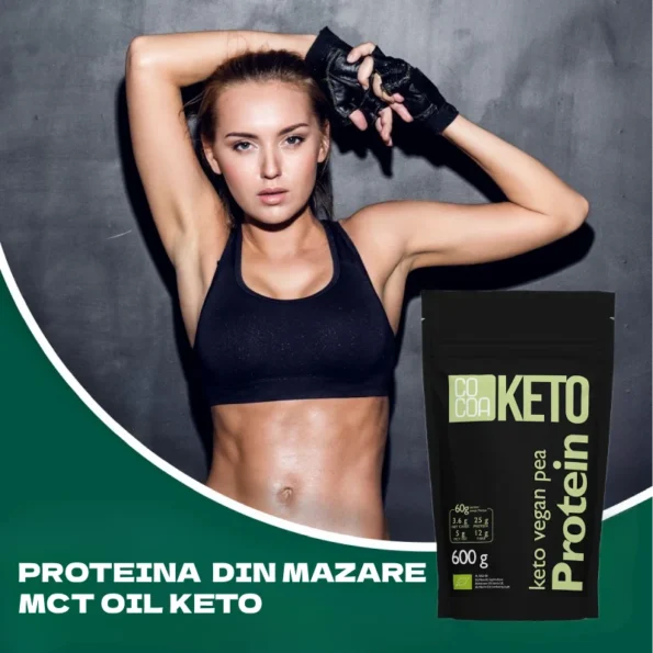 Proteina de mazare cu ulei MCT Keto, Bio, Cocoa, 600g