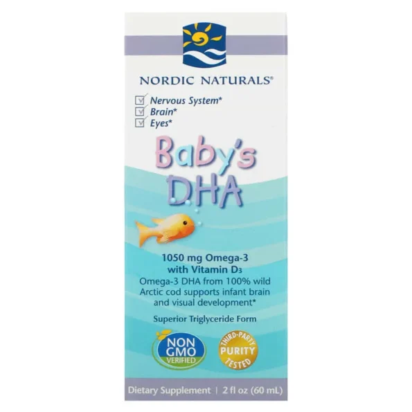 Omega 3 cu vitamina D3, DHA 1050mg picaturi, Nordic Naturals Baby's, 60ml