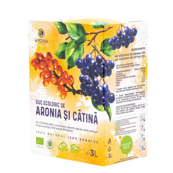 Suc aronia și cătină, natural 100%, presat la rece, Aronia Charlottenburg, 3L
