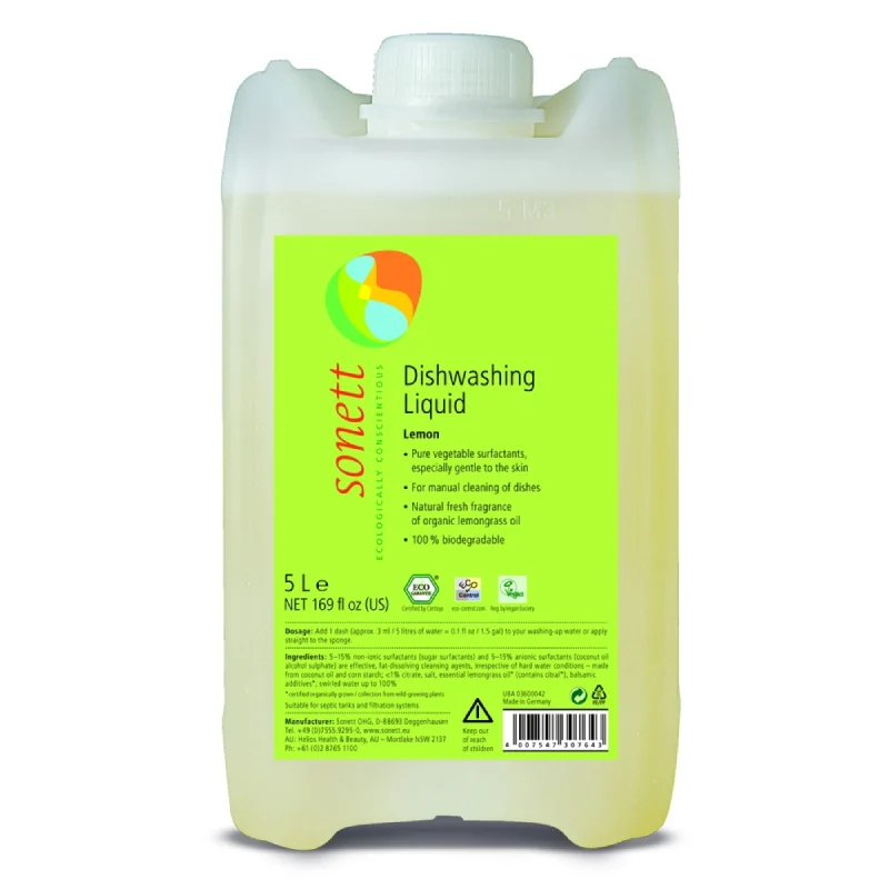 Detergent ecologic pentru spalat vase cu lamaie sonett 5l