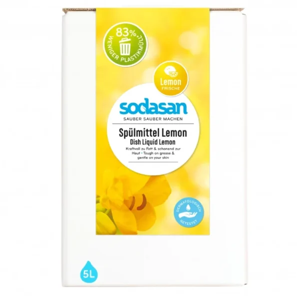 Detergent vase lichid Bio, aroma lamaie, Sodasan, 5L