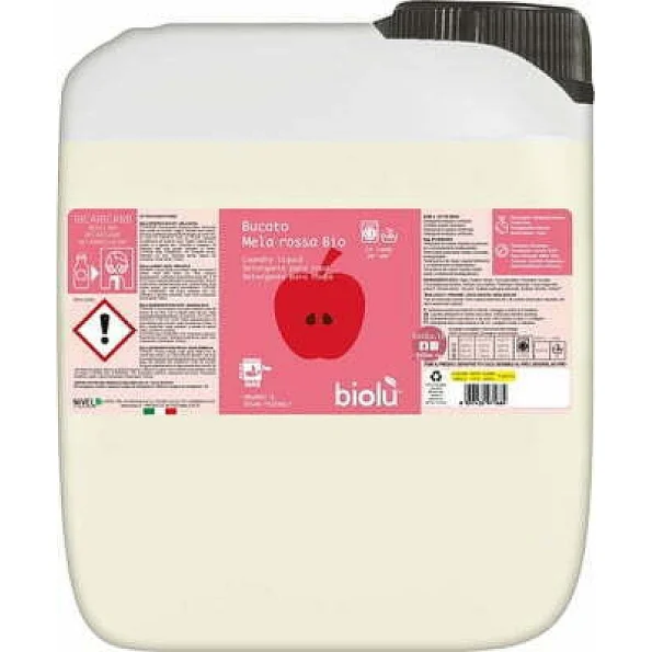 Detergent ecologic lichid, rufe albe și colorate, mere roșii, Biolù, 5L