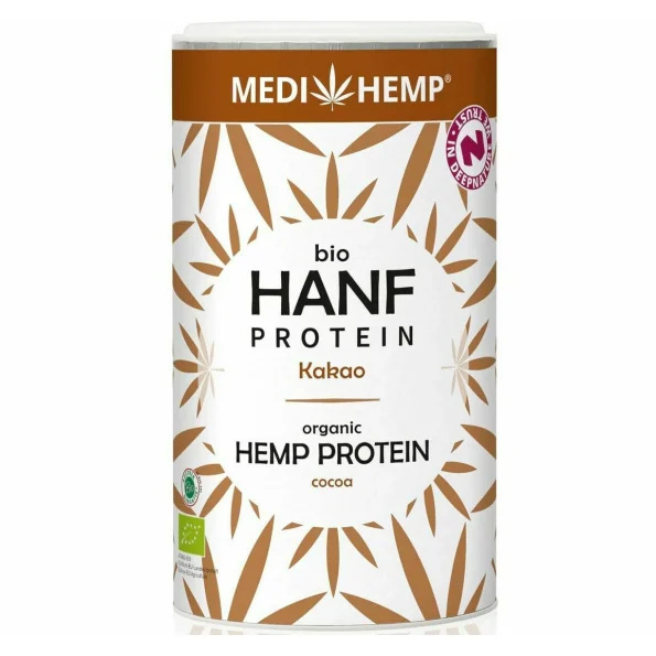 Proteina din cânepă cu cacao, vegan, bio, Medihemp, 180g