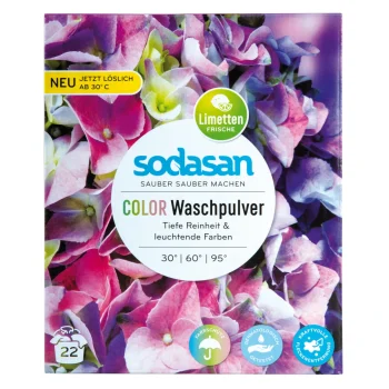 Detergent praf bio, rufe albe și colorate, lime, Sodasan, 1010g