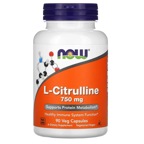 L-Citrullina 750mg, aminoacid esential, NOW Foods, 90 cps
