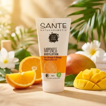 Loțiune de corp organică portocale și mango Happiness Sante 150ml