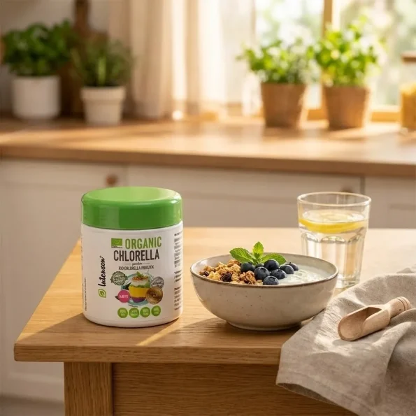 Alge chlorella bio pudră Intenson proteine vegetale detoxifiere 100g