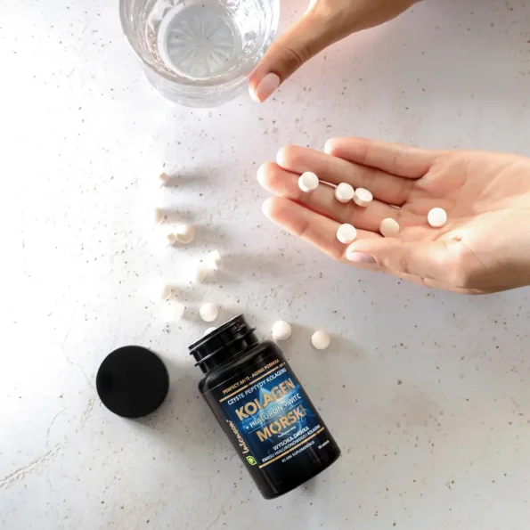 Colagen marin, acid hialuronic, vitamina C, anti-age, Intenson, 500mg, 90 tablete