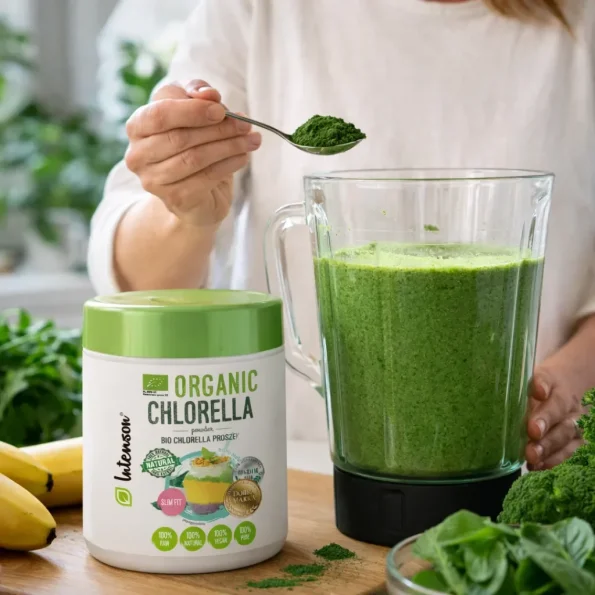 Alge chlorella bio pudră Intenson proteine vegetale detoxifiere 100g