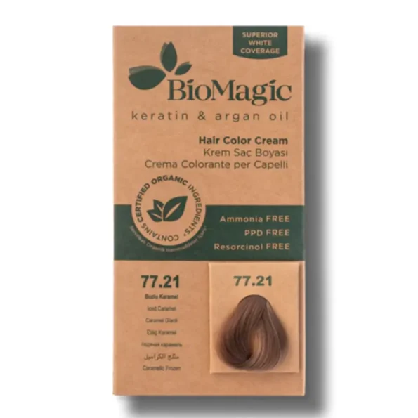 Vopsea de par naturala Biomagic 77.21 Iced Caramel
