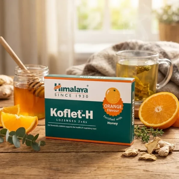 Koflet-H cu aroma de portocale Himalaya 12 tablete