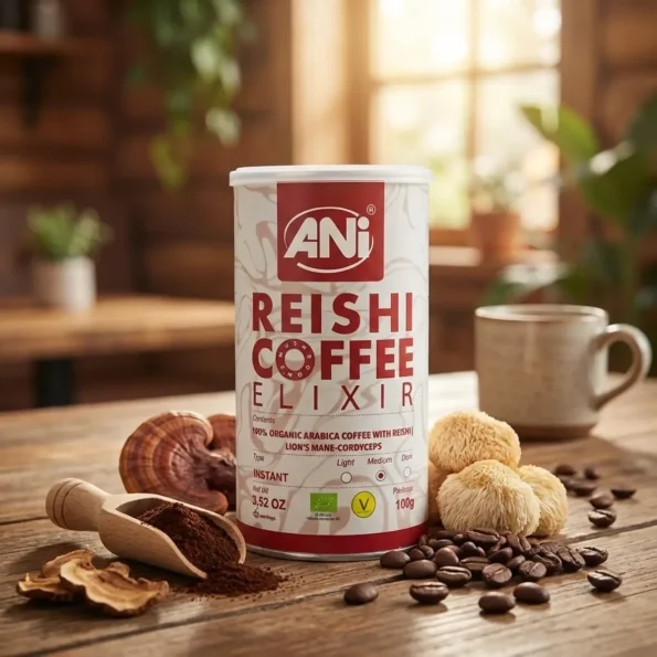 Cafea instant arabica bio cu ciuperci reishi, Bio Elixir, ANI, 100 g - Cafea verde proaspăt prăjită