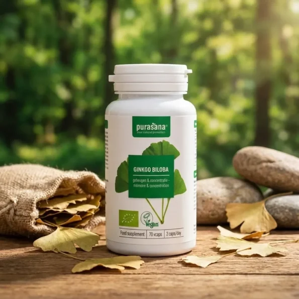 Ginkgo biloba bio pentru memorie naturală, 70 capsule, Purasana
