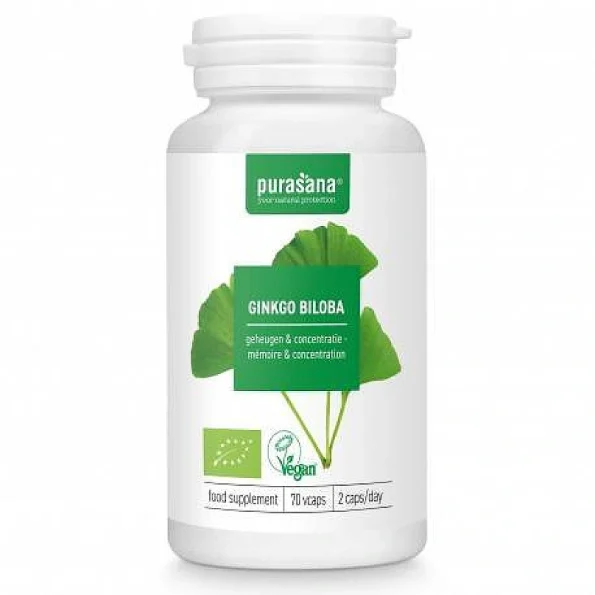 Ginkgo biloba BIO, memorie, PURASANA, 70 buc x 250mg