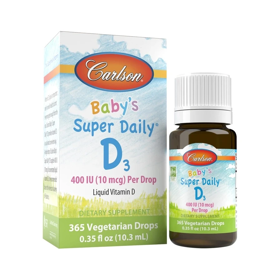 Picături vitamina D3 pentru bebeluși Carlson cu gust de fructe de pădure