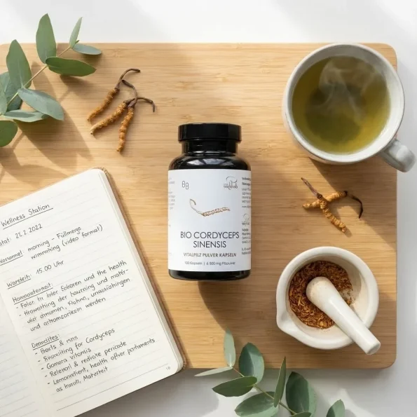 Supliment ciuperci Cordyceps sinensis pulbere organică Pilze Wohlrab capsule vegetale 100 buc 60g