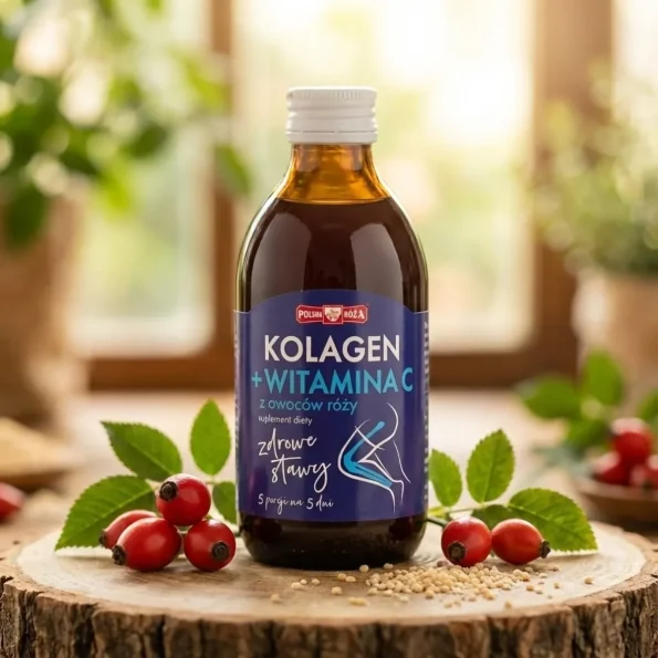 Colagen marin lichid cu vitamina C măceșe și rodie, 250ml, Polska Róża