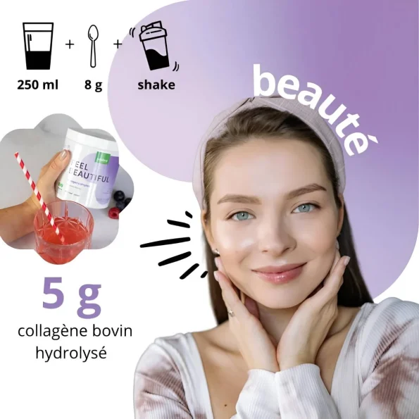 Colagen cu aromă de mure, Feel Beautiful Purasana, pulbere naturală, 240 g