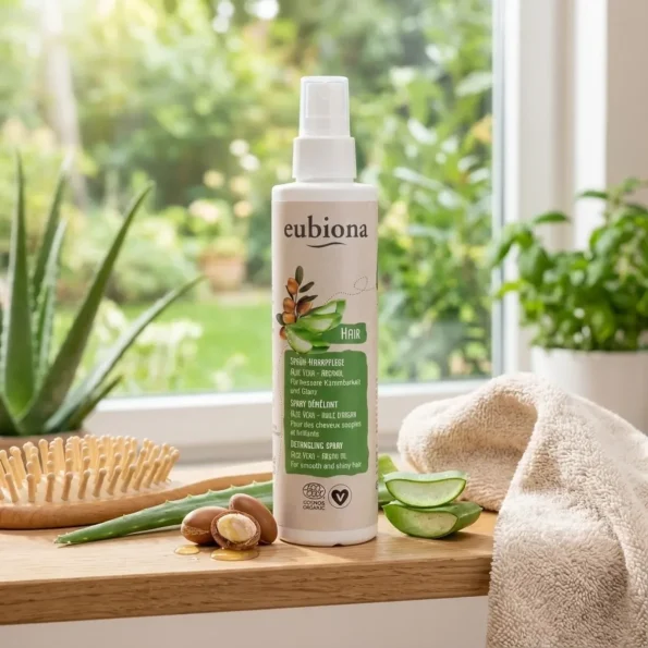 Spray pentru descâlcit părul cu aloe vera și ulei argan, 200ml, Eubiona - Produse cosmetice
