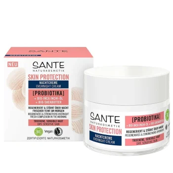 Crema de față, protecție nocturnă, probiotice, ulei Inchi, unt Shea, Sante, 50ml