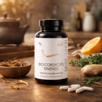 Supliment ciuperci Cordyceps sinensis pulbere organică Pilze Wohlrab capsule vegetale 100 buc 60g